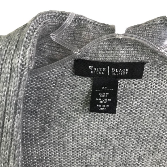 White House Black Market Women's Cardigan Gray Cabled Shawl Collar Coverup Sz XS - Picture 2 of 14